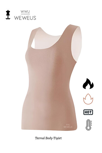 Weweus Kadın Lüks Vizon Bakır Termal İçlik Askılı Atlet Body Tişört