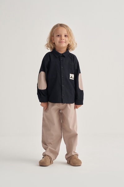 EBU Prive Унисекс детска габардинена риза, тъмно синя