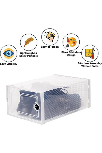 Generic 12 Pack Plastic Stackable Shoe Box Foldable Display Box Container (white)