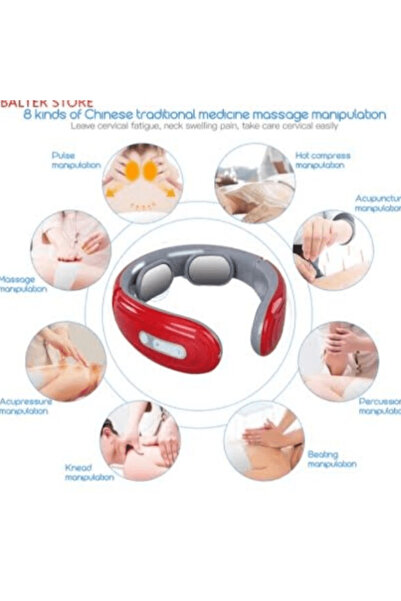 CRM cervical massage device with electromagnetic pulses, red