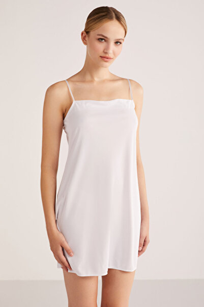 Kom Petty Düz Yaka Binezon - Beyaz