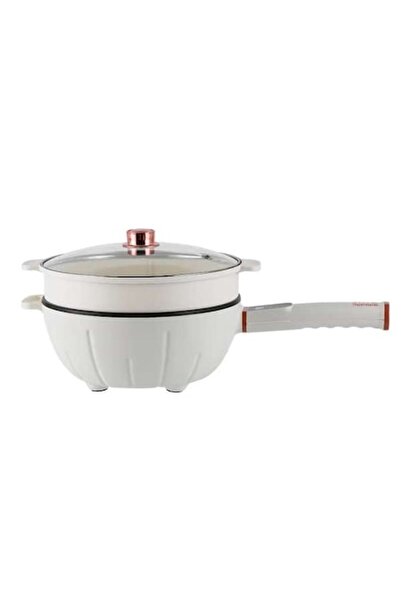 Boxely Smart Electric Frying Pan, Digital Control, 220°C, Timer, 4L, 26cm, White