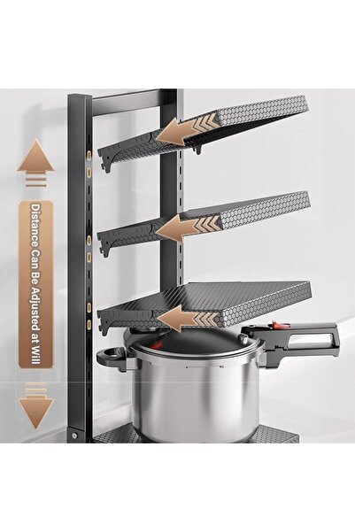 Generic 4-Tier Adjustable Pots & Pans Organizer Rack - Heavy-Duty Pot & Lid Holder