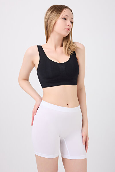 MİSTİRİK Pereto Model Soft Fabric Non-Marking Body-Hugging Sports Shorts White Color