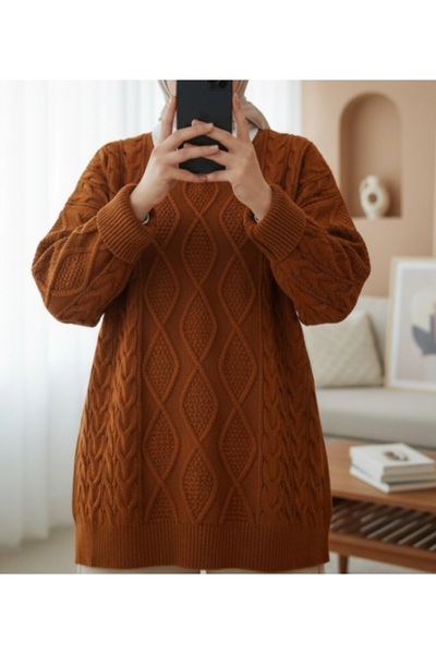 Vaniza Standard Size Honeycomb Patterned Knitwear Tunic Sweater