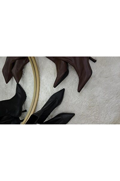 STEELSHOES streç Bot Kahve Deri