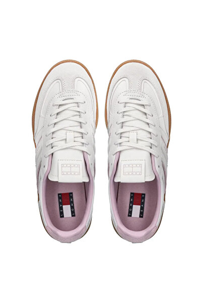 Tommy Hilfiger Women's Leather Laced Comfortable Sole White Sneaker En0En02900-0Gd