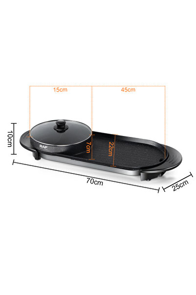 Generic Electric BBQ Roasting Pan Indoor 2 in 1 Hot Pot Grill Smokeless Non Stick Multi Functional pot