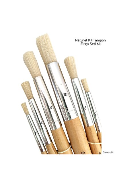 Samur Σετ βούρτσας με φυσικές τρίχες 6 τεμαχίων, με μύτη pom-pom, αντίκα, υφή