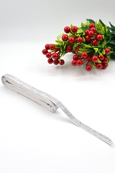 YENİCİ Ασημί βελούδινη κορδέλα (5 μέτρα-1 εκ.)