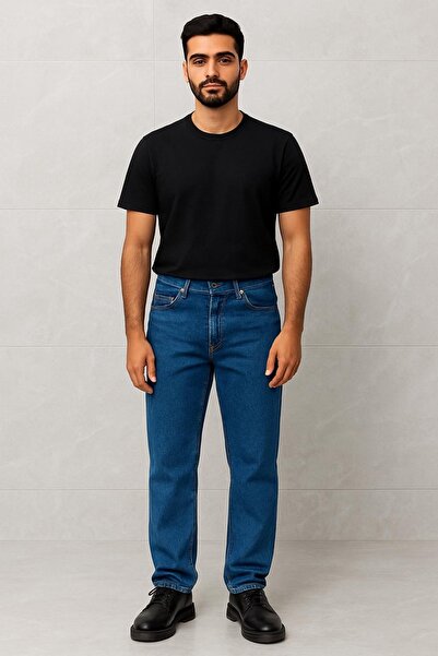 oraystore Men's Dark Blue Regular Fit Trousers