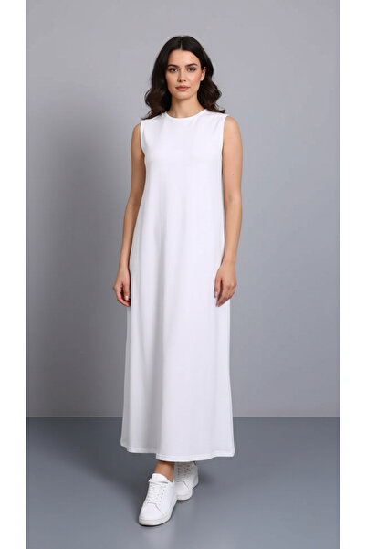 BERNS Kadın Sıfır Kol Uzun Penye Tesettür İçlik Elbise Geniş Beden Aralığı