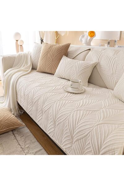 Yelajoy Corner Sofa Cover - Anti-Slip Velvet L-Shaped Slipcover with Armrest Protection (90x180cm, B