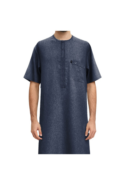 Rocket Men's high-quality linen jalabiya, half sleeves