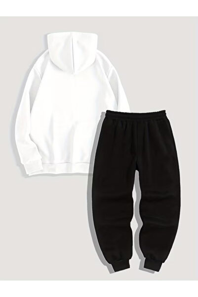 ANUSHKA Unisex Japanese Printed 3 Thread Ş Fleece-Lined K Hooded Tracksuit Set