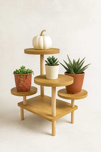 HESA Daisy Çam desenli stand ahşap ayaklı çiçeklik Saksılık