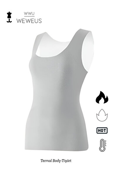 Weweus Women's Luxury Gray Thermal Underwear Strap Tank Top Body T-Shirt