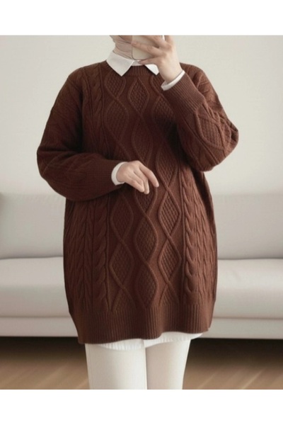 Vaniza Standard Size Honeycomb Patterned Knitwear Tunic Sweater