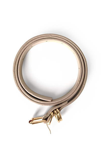 Ecrou Three Buckle Thin Belt Beige