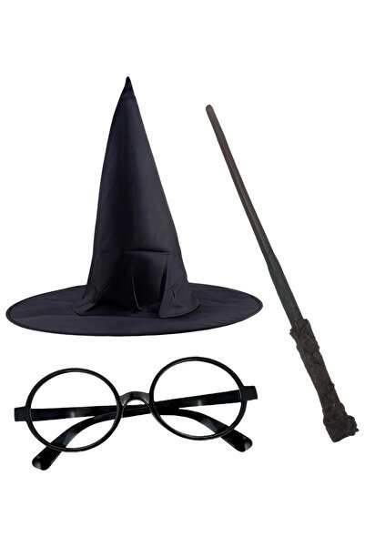 LRS STORE Harry Potter Wizard Hat - Wand - Glasses 3-Piece Children's Play Accessory Set 7+ Years