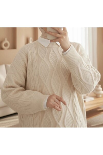 Vaniza Standard Size Honeycomb Patterned Knitwear Tunic Sweater