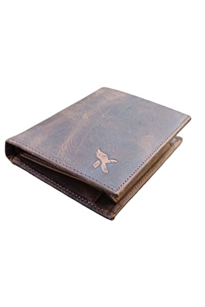 Karalı Deri Men's Genuine Leather Wallet Brown Classic Vertical Model Coin Card Holder