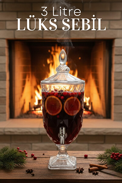Roza's Home Violet Musluklu Cam Sebil 3 Litre Parti Sebili Lüks Şerbet Sebili