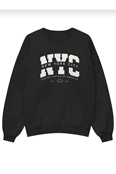 Hunors Sportswear & Company سويت شيرت NYC مطبوع للجنسين مصنوع من القطن برقبة ...