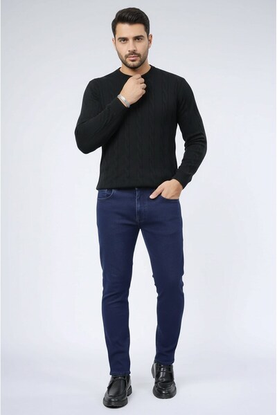 Velvarde Men's Denim Pants Navy Blue