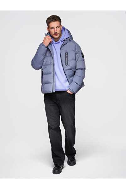 OMBRE Καπιτονέ ανδρικό μπουφάν με μανίκια raglan - απαλό μωβ V6 OM-JAHP-0302