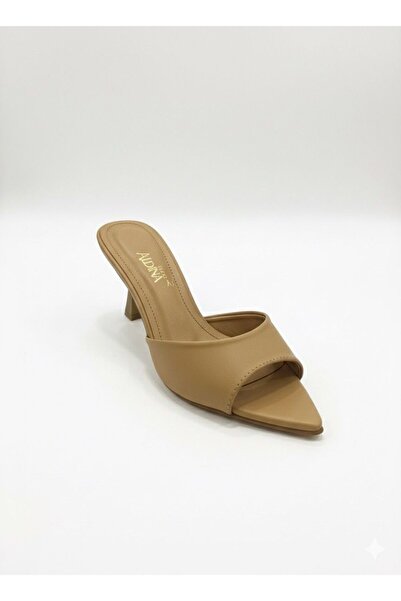 Aldina Nucci Genuine Cowhide Leather Pointed Toe Women's Thin Heeled Slippers