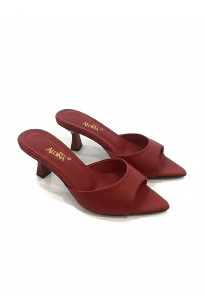 Aldina Nucci Genuine Cowhide Leather Pointed Toe Women's Thin Heeled Slippers