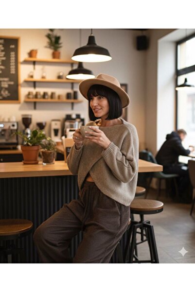 AGORATEKSTİL New Season Fakir Sleeve Wool Sweater