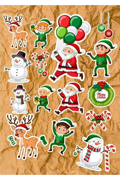 Hediyeni Al مجموعة ملصقات عيد الميلاد المكونة من 15 قطعة |   ملصق لابتوب، دفتر ملاحظات، تابلت، هاتف، بوليت