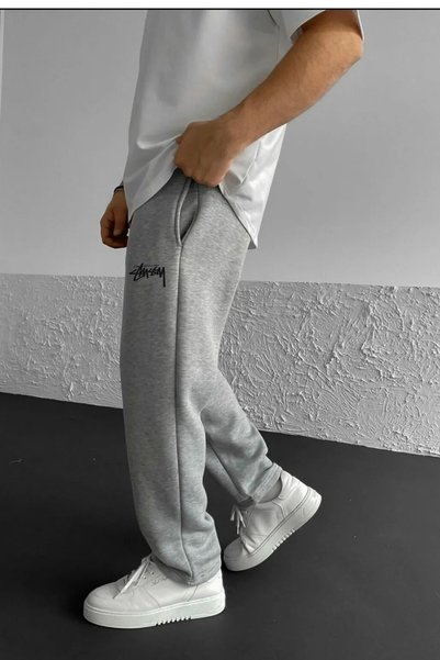 prtnc protonic Printed Gray 3-Thread Baggy Fleece-Lined Sweatpants
