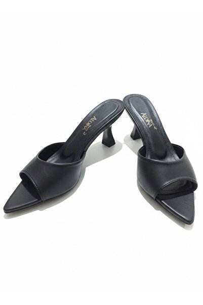 Aldina Nucci Genuine Cowhide Leather Pointed Toe Women's Thin Heeled Slippers