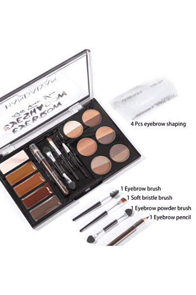 CRM Wow Brow/Pro Palette Eyebrow Styling Kit, 6 Duo Powders, Stencils and Brushes, Medium Brown