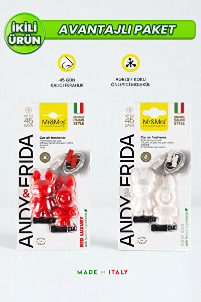 Mr&Mrs Fragrance 2'li Andy&Frida - Oto Araç Kokusu, Araba Klima Kokusu, Oto K...