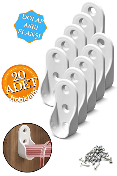 HOBİDABİ Mobilya Boru Askı Flanşı Beyaz Oval Dolap Içi Elbise Gardırop Askılı...