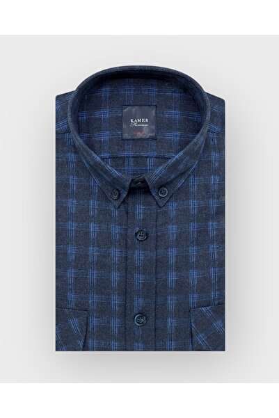 KAMER SLIM FIT KIŞLIK UZUN KOLLU ÇİFT CEP KAPAKLI DÜĞMELİ YAKA EKOSE GÖMLEK 2...