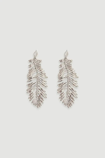 Gusto Leaf Earrings with Pendant - Silver