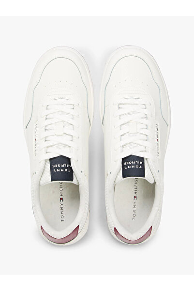Tommy Hilfiger Men's Leather Laced Comfortable Sole Flat Model White Sneaker Fm0Fm05713-0Gy