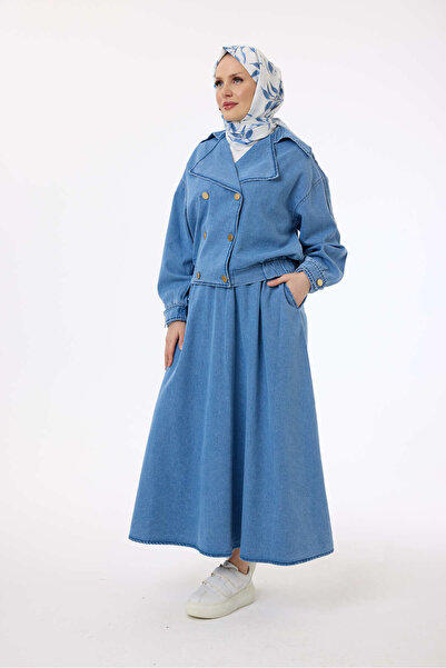 My City 5693 - Stylish and Comfortable Stone Decorated Women's Denim Pants Shirt Set