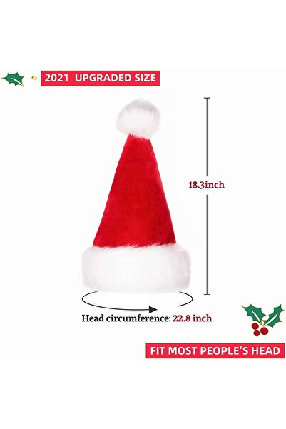 Generic 5 Pcs Fluffy Santa Hat Adults Velvet Christmas Cap Soft Plush Red White Holiday Party Costume
