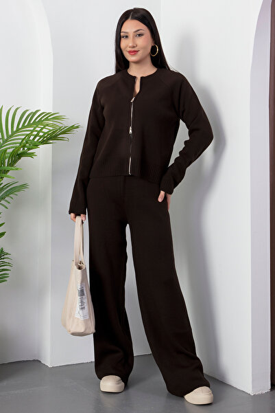 PULLIMM Double Zipper Pants Cardigan Knitwear Set L66004