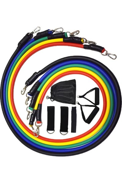 Generic طقم أشرطة مقاومة للماء من 11 قطعة لتمارين السحب لليوغا وتمارين اللياقة البدنية مع مقابض وأرجل