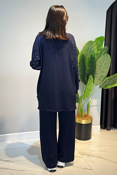 Lale Butik Zımba Detail Tunic Trousers Set 2121 Navy Blue