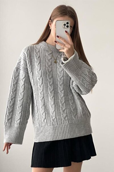 Seeh Gray Knitwear Knitted Women's Sweater Sh292