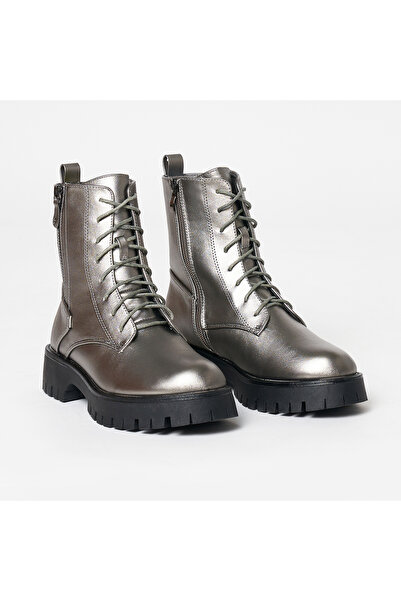 LanaFashion Women's boots made of ecological leather, sole 4cm CRL0625 Pewter