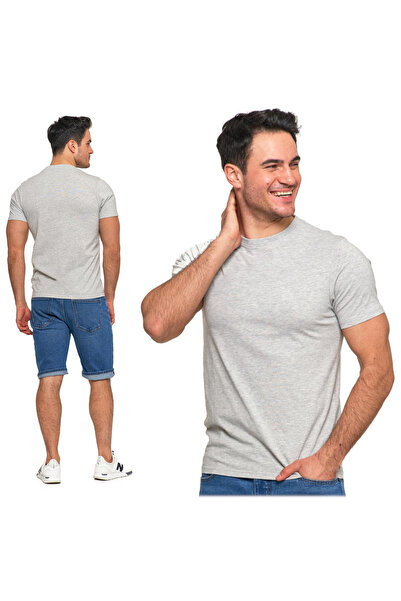 MORAJ Tricou clasic bărbătesc din bumbac cu mânecă scurtă, gri, XL